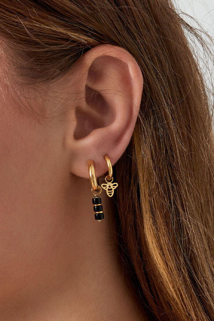 Colorful earrings - #summergirls collection Black & Gold Stainless Steel Picture2
