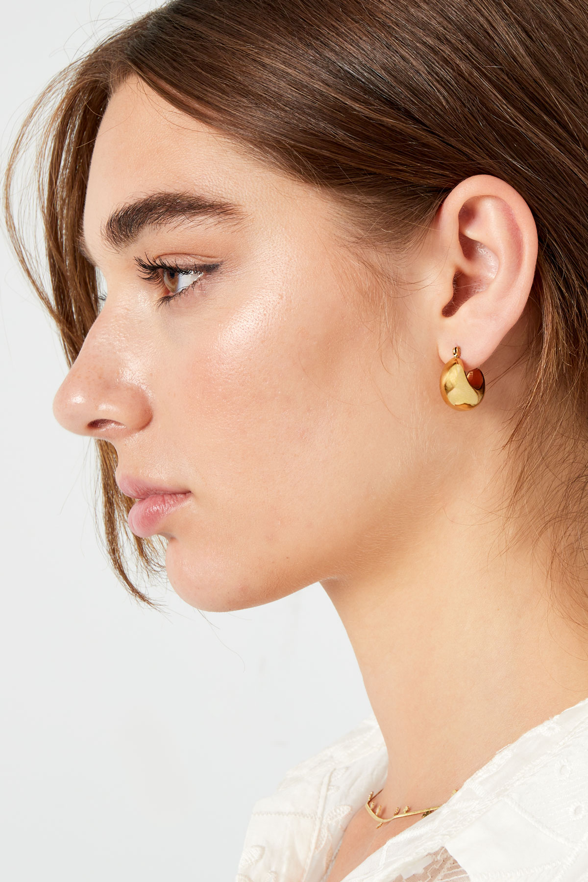 Coarse half moon mini earrings - gold h5 Picture3