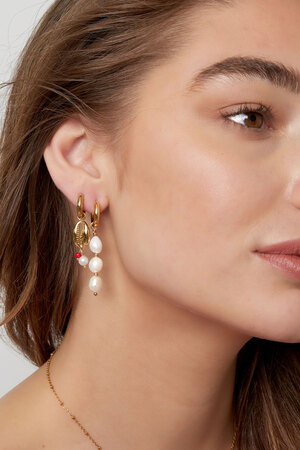 Boucles d'oreilles perle de fête - Doré Acier Inoxydable h5 Image3
