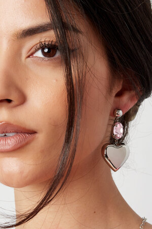 Boucles d'oreilles coeur avec pierre - or/bleu Acier Inoxydable h5 Image3