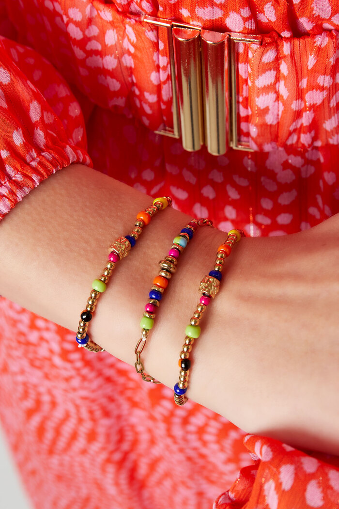 Bracelet perlé avec des perles colorées Argenté Acier inoxydable Image3