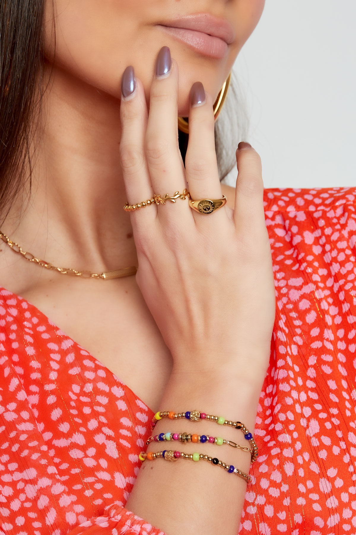 Bracelet perlé avec des perles colorées Acier inoxydable h5 Image2