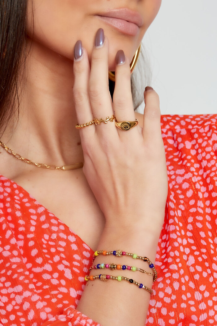 Bracelet perlé avec des perles colorées Argenté Acier inoxydable Image2