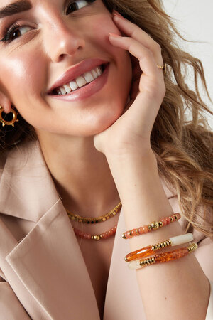 Bracelet pierres colorées - Pierre orange & or h5 Image2