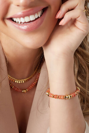 Bracelet pierres colorées - Pierre orange & or h5 Image3