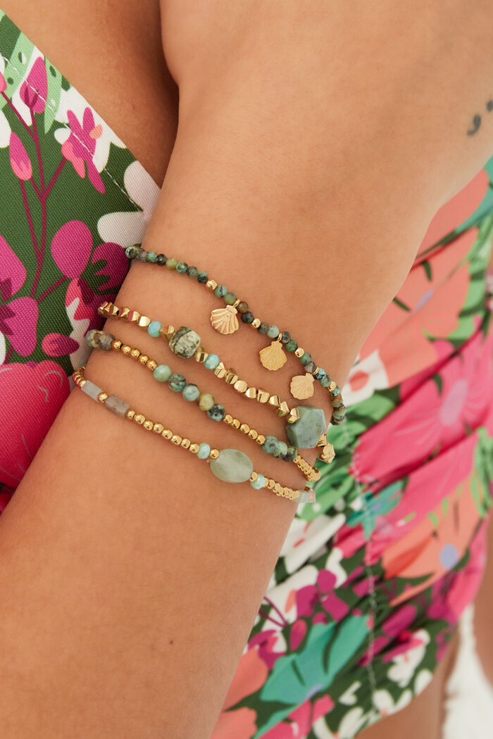 Bracelet perle charms coquillage - vert & argent Acier Inoxydable Image2