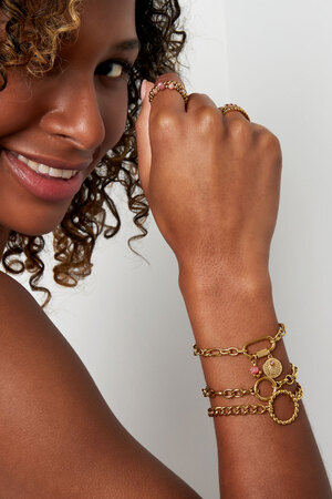 Bracelet à maillons avec charms - vert & doré Acier Inoxydable h5 Image4