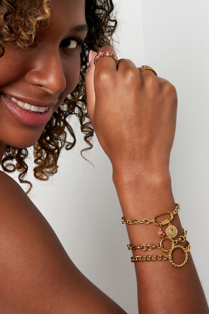 Bracelet à maillons avec charms - vert & doré Acier Inoxydable Image4