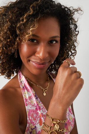 Bracelet à maillons avec charms - vert & doré Acier Inoxydable h5 Image3