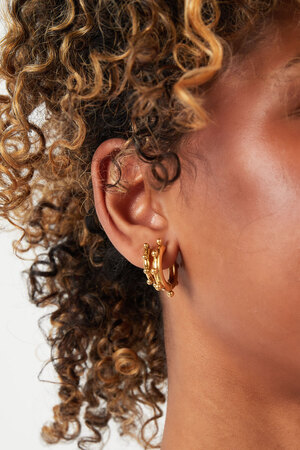 Boucles d'oreilles petites boules rondes - dorées Acier Inoxydable h5 Image3