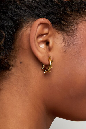 Boucles d'oreilles boules rondes larges - dorées Acier Inoxydable h5 Image3