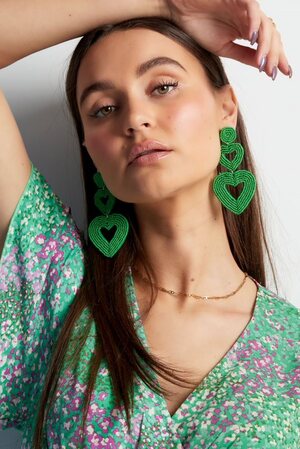 Double heart earrings fuchsia Glass h5 Picture2