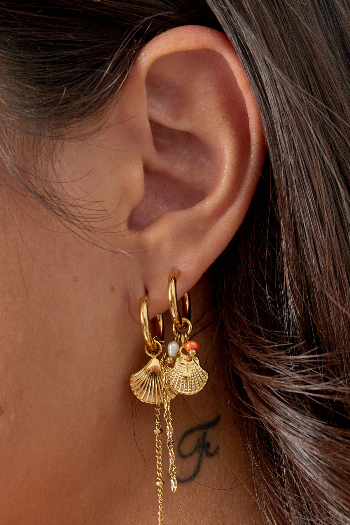 Boucles d'oreilles perles avec coquillage - argent Image3