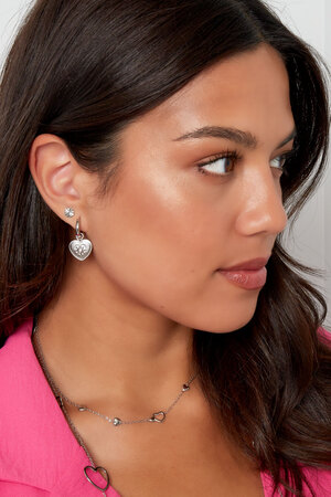 Ohrringe Herzmünze mit Stein - Silber h5 Bild4