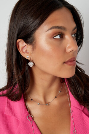 Ohrringe Herzmünze mit Stein - Silber h5 Bild2