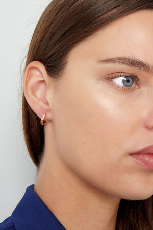 Boucles d'oreilles imprimé avec pierre - argent Cuivre h5 Image2