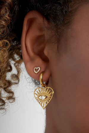 Earrings charm heart with eye - gold h5 Picture3