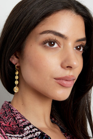Ohrringe runde Halskette mit Blume - Gold h5 Bild2