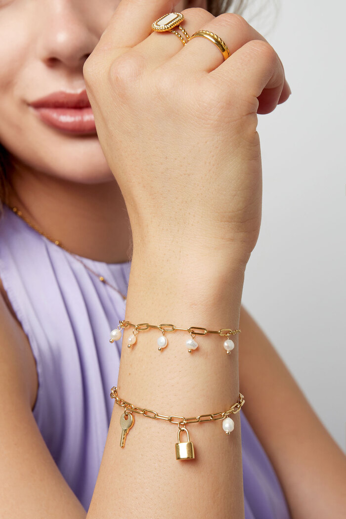Bracelet lien charms & perle - argent Image2