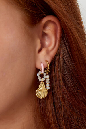 Boucles d'oreilles coquillage avec anneau de perles - or h5 Image3