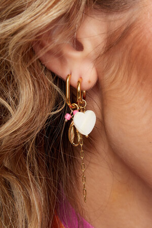 Earrings heart with chain - gold h5 Picture3