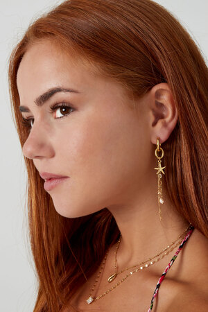 Starfish earrings with chain - gold Stainless Steel h5 Picture2