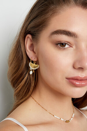 Ohrringe Muschel mit Perlen – goldfarbener Edelstahl h5 Bild2
