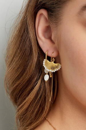Boucles d'Oreilles Coquillage avec Perles - Doré Acier Inoxydable h5 Image3