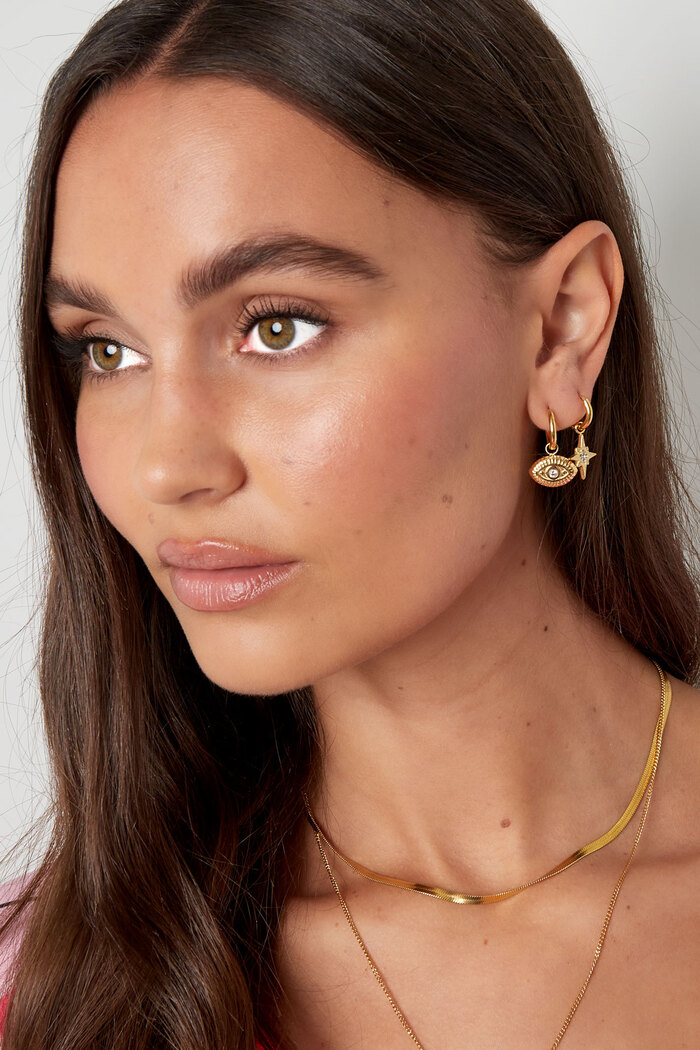 Boucles d'oreilles charm étoile avec strass - doré Acier Inoxydable Image2