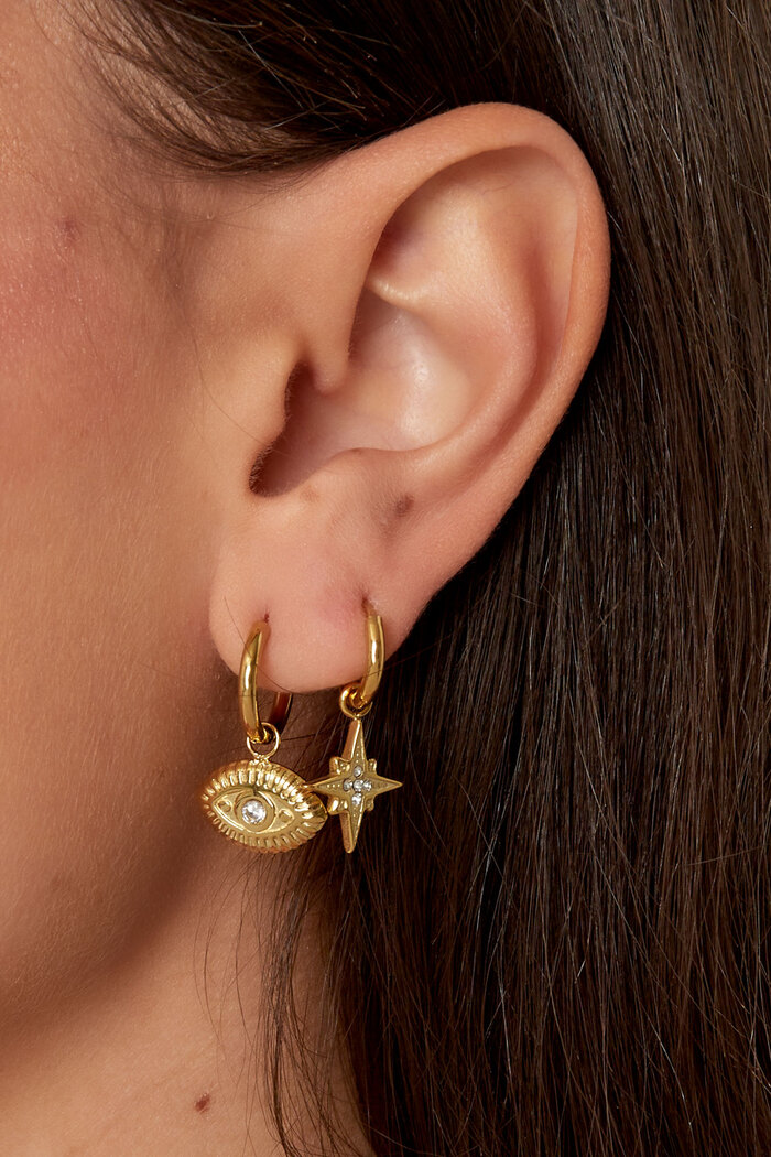 Boucles d'oreilles charm étoile avec strass - doré Acier Inoxydable Image3