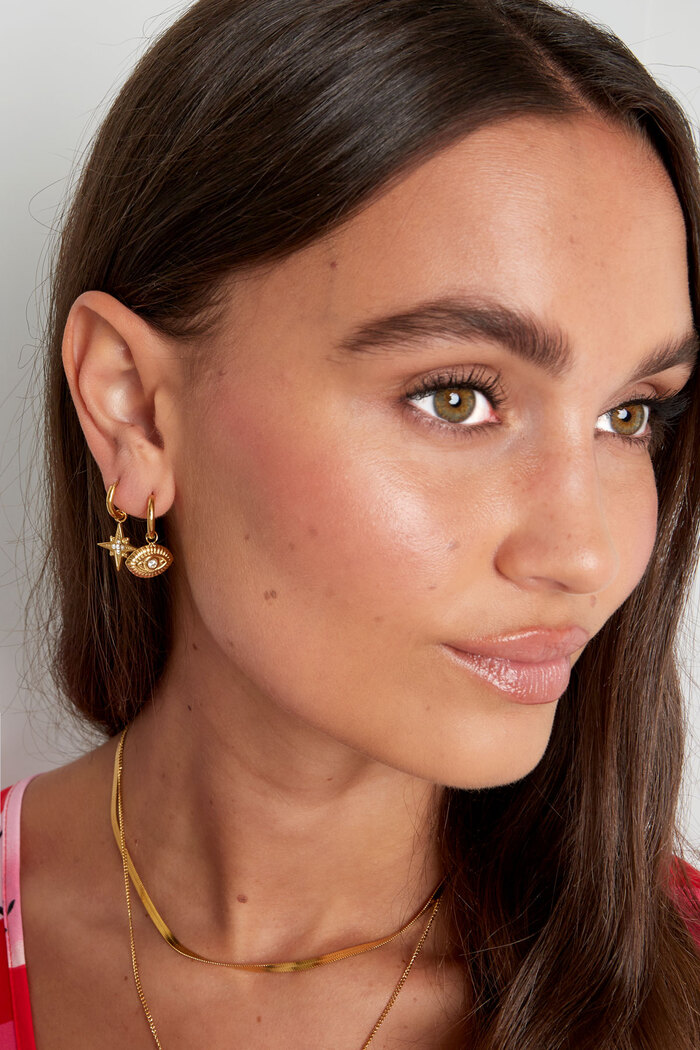 Boucles d'oreilles charm oeil avec strass - doré Acier Inoxydable Image2