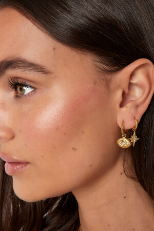 Boucles d'oreilles charm oeil avec strass - doré Acier Inoxydable h5 Image4