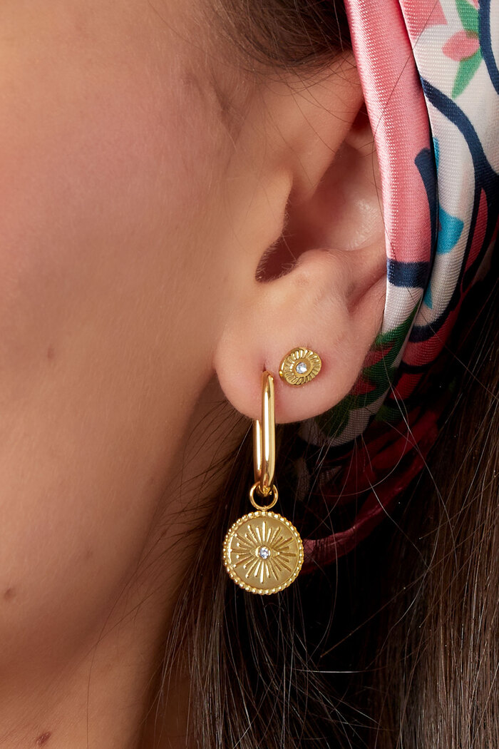 Earrings oblong with eye coin - gold Stainless Steel Picture3