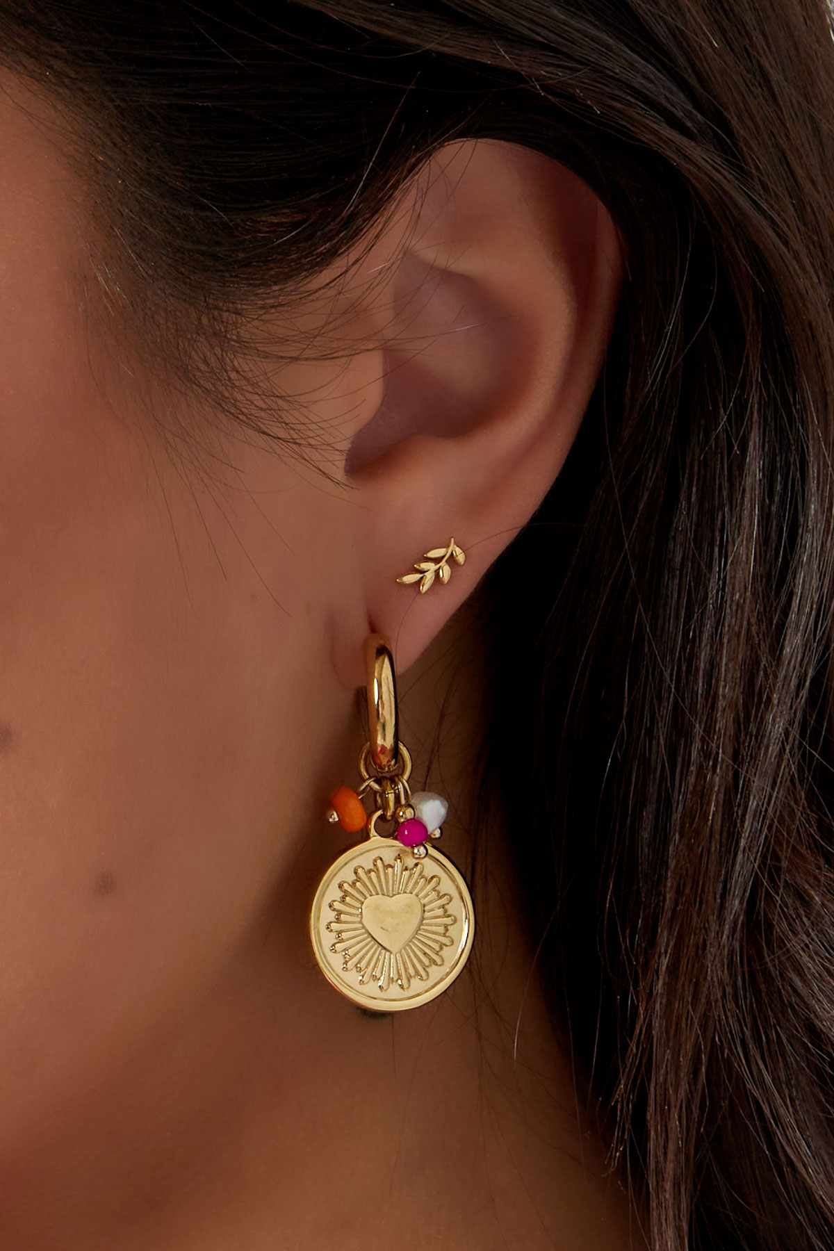Ear studs leaves - gold h5 Picture3