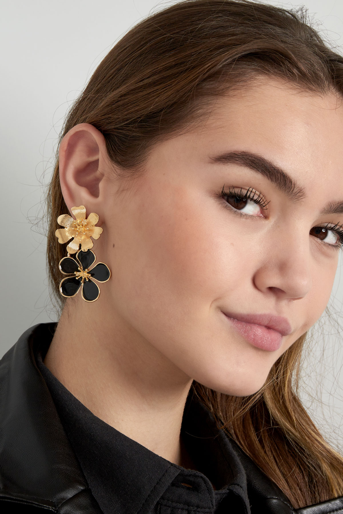 Earrings 2 times flower - gold Picture2