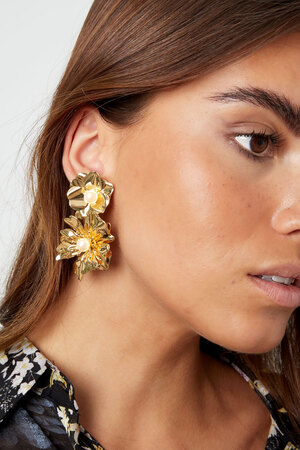 Earrings statement flower - gold h5 Picture3
