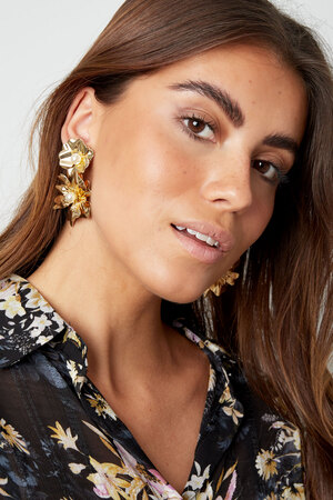 Earrings statement flower - gold h5 Picture4