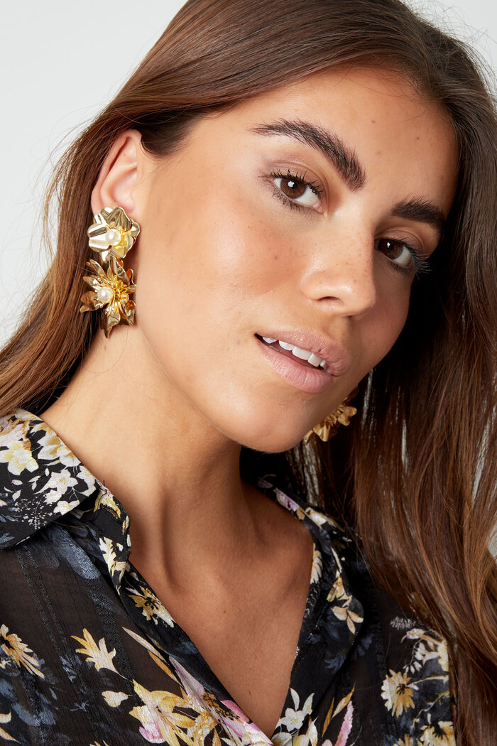 Earrings statement flower - gold Picture4