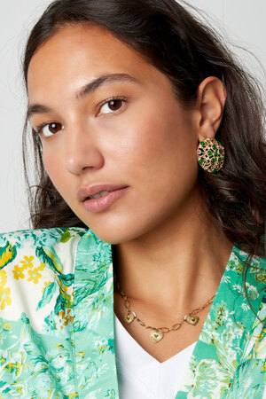 Earrings mandela with green stones - gold h5 Picture2