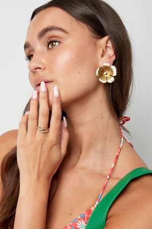 Flower stud earrings - silver Alloy h5 Picture2