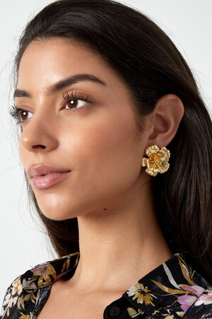 Earrings 3d flower - gold h5 Picture2