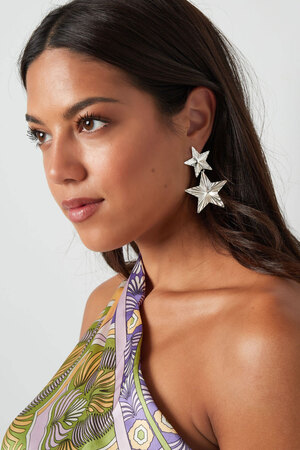 Earrings 2 stars with print - gold h5 Picture2