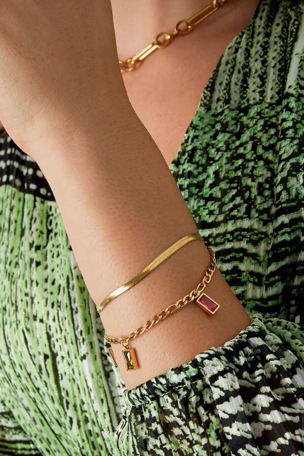 Bracelet double pierres colorées - or