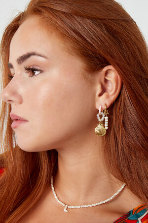 Ohrringe Stern mit Perlen - Gold/Weiß h5 Bild4