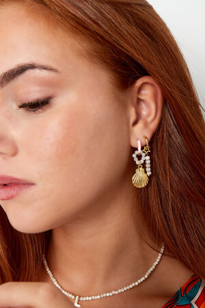 Earrings star with beads - gold/white h5 Picture2