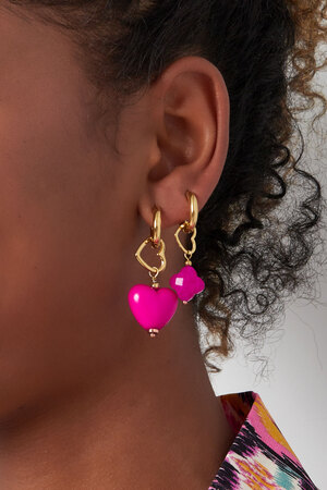 Earrings charm heart with clover - gold/blue h5 Picture3