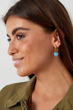 Earrings blue heart - gold h5 Picture2