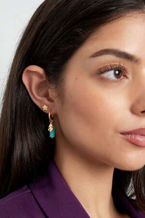 Boucle d'oreille bleue avec détail doré - or h5 Image3