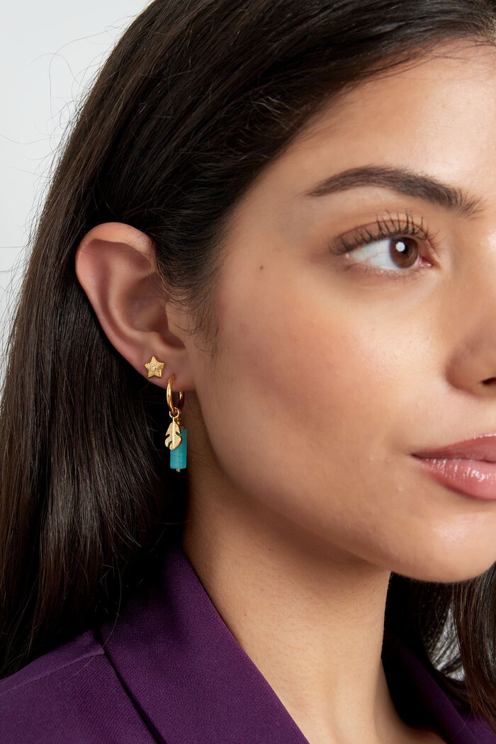 Ohrring blau mit goldenem Detail – Gold Bild3