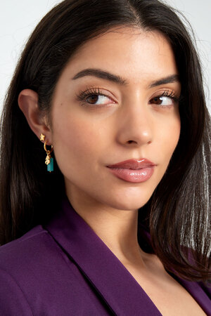 Earring blue with gold detail - gold h5 Picture4